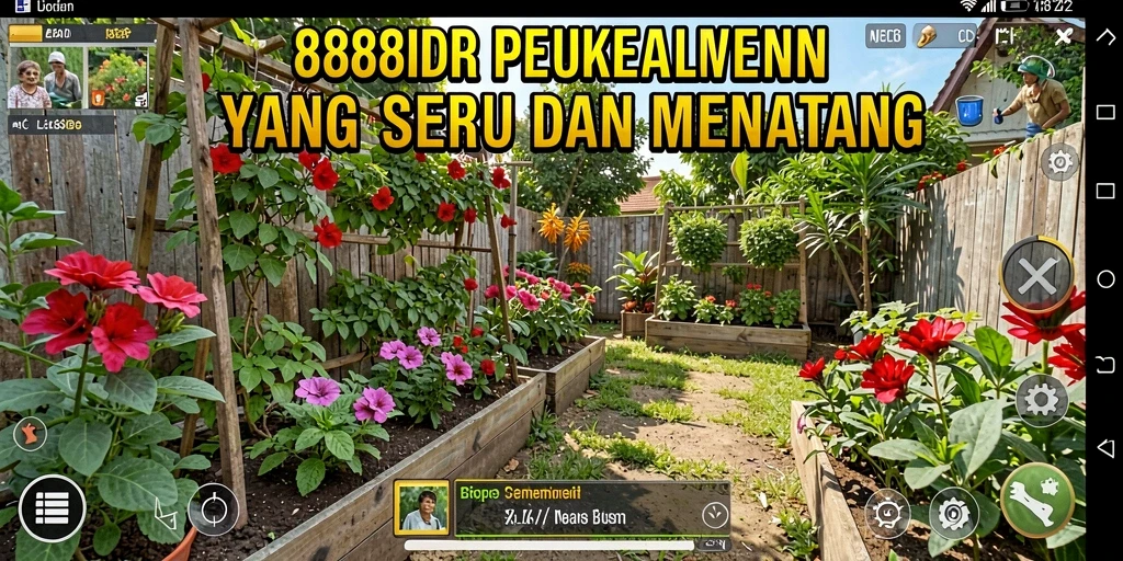 Screenshot utama 888IDR menampilkan aktivitas berkebun yang menarik.