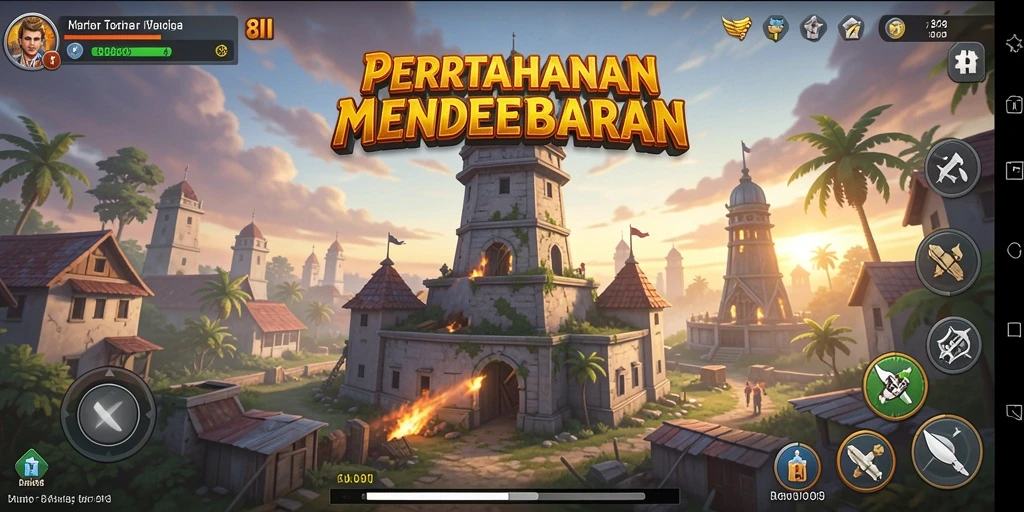 Screenshot menampilkan aksi mendebarkan permainan Tower Defense.
