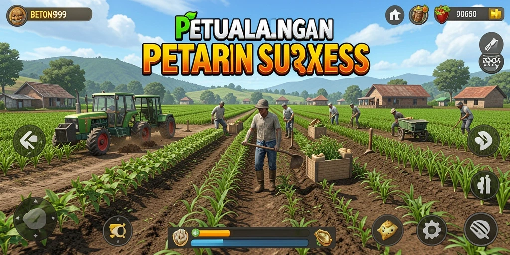 Screenshot gameplay BETON999 yang menampilkan aktivitas bertani yang seru dan menyenangkan.