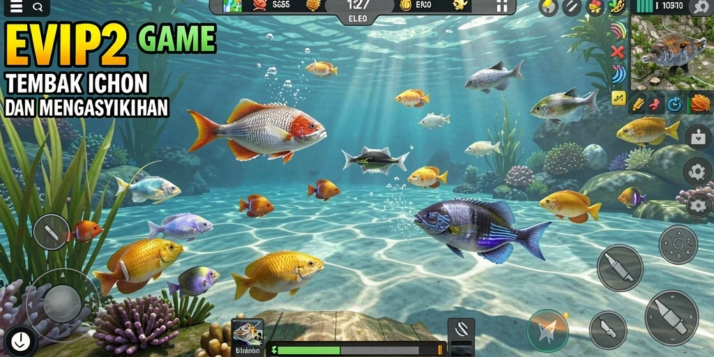 Tampilan gameplay EVIP2 yang seru dengan beragam ikan.
