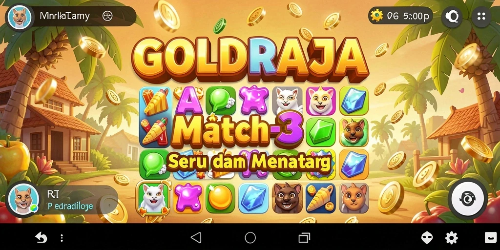 Screenshot gameplay yang menunjukkan keseruan mencocokkan batu permata.