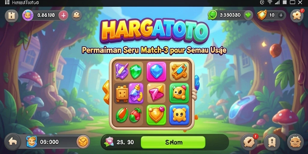 Tampilan gameplay seru HARGATOTO dalam permainan Match-3.