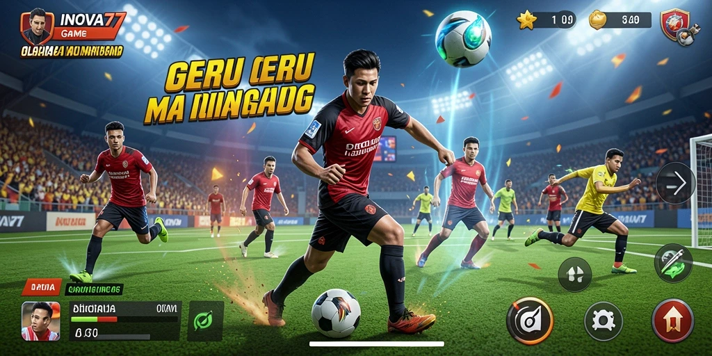Tampilan gameplay seru di INOVA77 saat pertandingan olahraga.