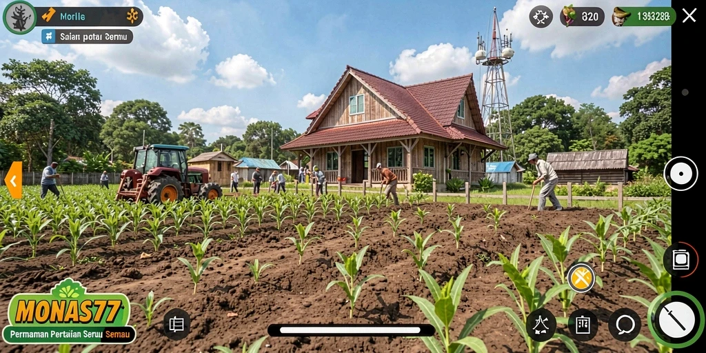 Screenshot gameplay MONAS77 menunjukkan keseruannya dalam bertani.