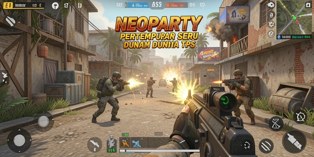 Screenshot gameplay NEOPARTY menampilkan aksi pertempuran yang mendebarkan.
