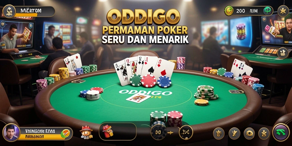 Tampilan menarik dari gameplay Poker ODDIGO yang mendebarkan.