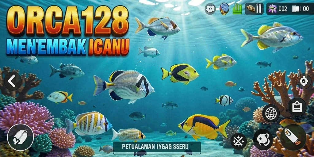 Tampilan gameplay seru menembak ikan di ORCA128.