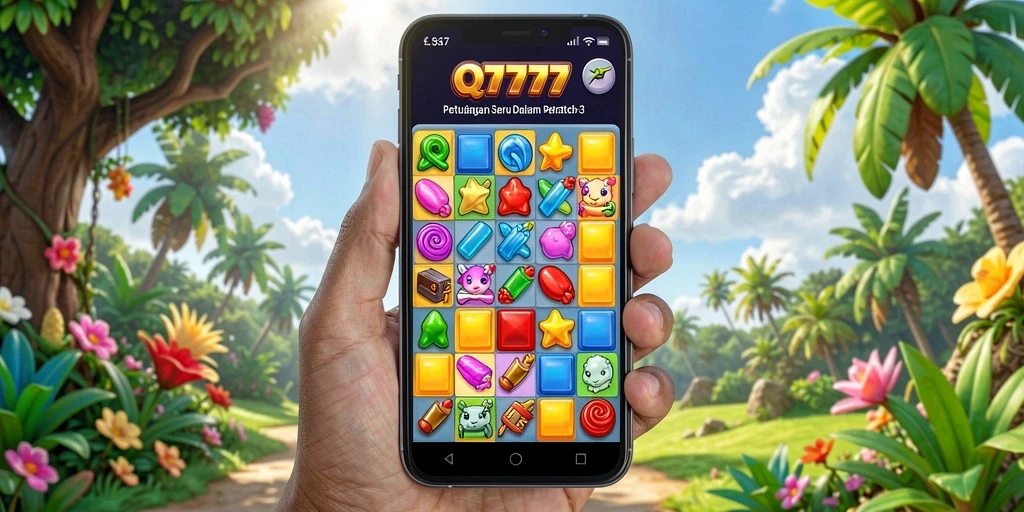 Tampilan gameplay QT777 yang menarik dengan kombinasi permata berwarna.