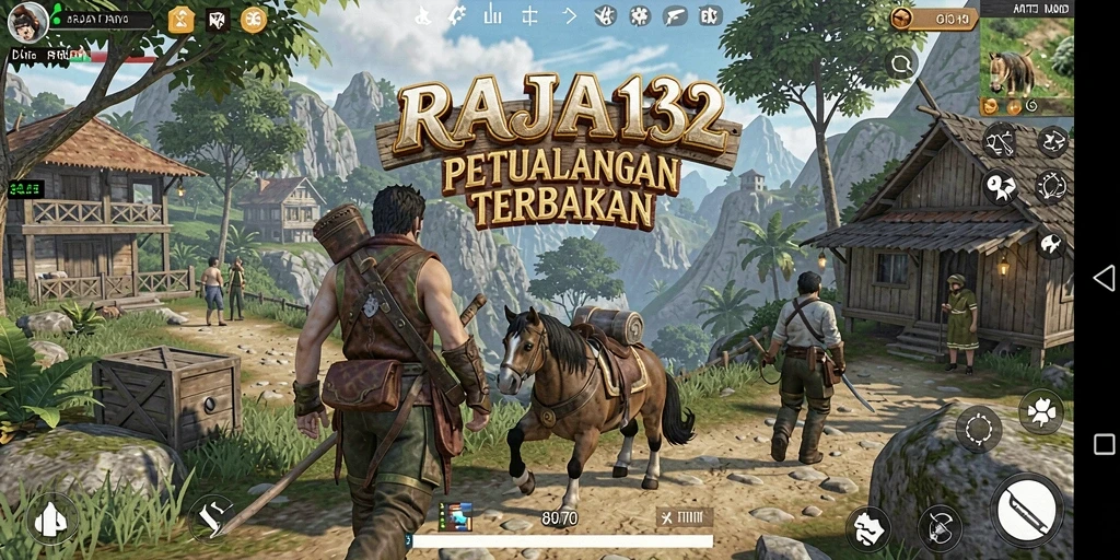 Screenshot gameplay RAJA132 menampilkan petualangan di dunia terbuka yang luas.