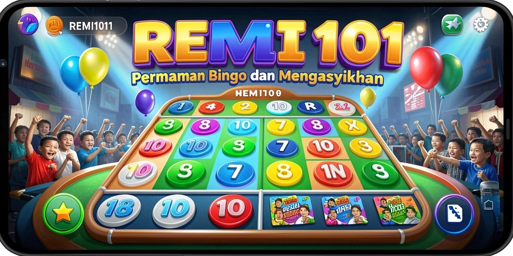 Tampilan gameplay seru dalam permainan Bingo REMI101 yang interaktif.